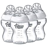 Tommee Tippee Closer to Nature  Baby Bottle, Anti-Colic Valve, Breast-like Nipple for Natural Latch, BPA-Free  - Slow Flow, 9 Ounce, 4 Count